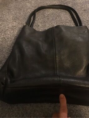 Coach Black Pebbled Leather Madison Phoebe Shoulder Bag Handbag Gold Accents